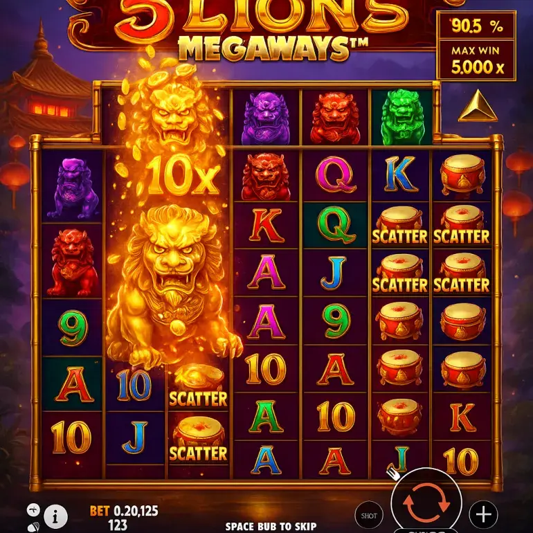 5 Lions Megaways Slot Demo | RTP, Max Win, How to Play & Free Play